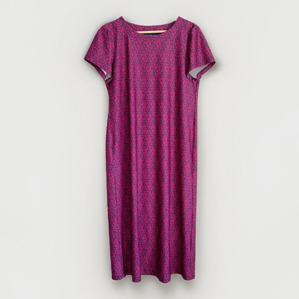 Katherine Way UPF +50 Pink Blue Mackinac Island Midi Dress Large Casual Outdoor